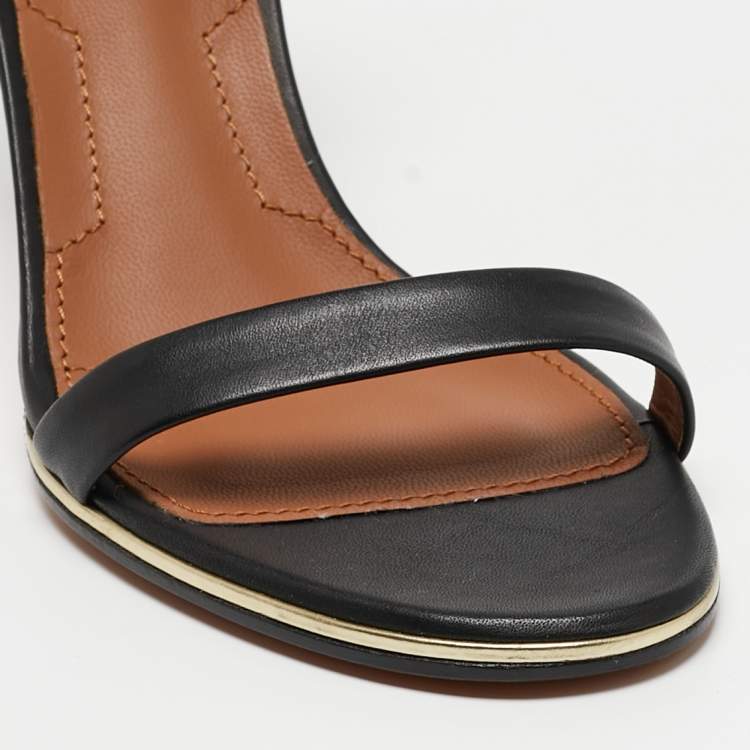 Pre Owned Givenchy Black Leather Ankle Sandals Size 36.5