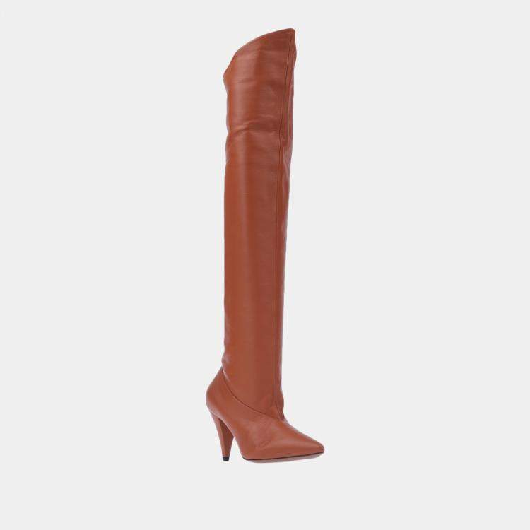 Pre Owned Givenchy Leather Over The Knee Boots Size 41