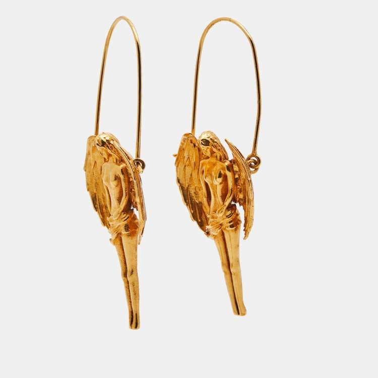 Pre Owned Givenchy Virgo Zodiac Gold Tone Drop Earrings