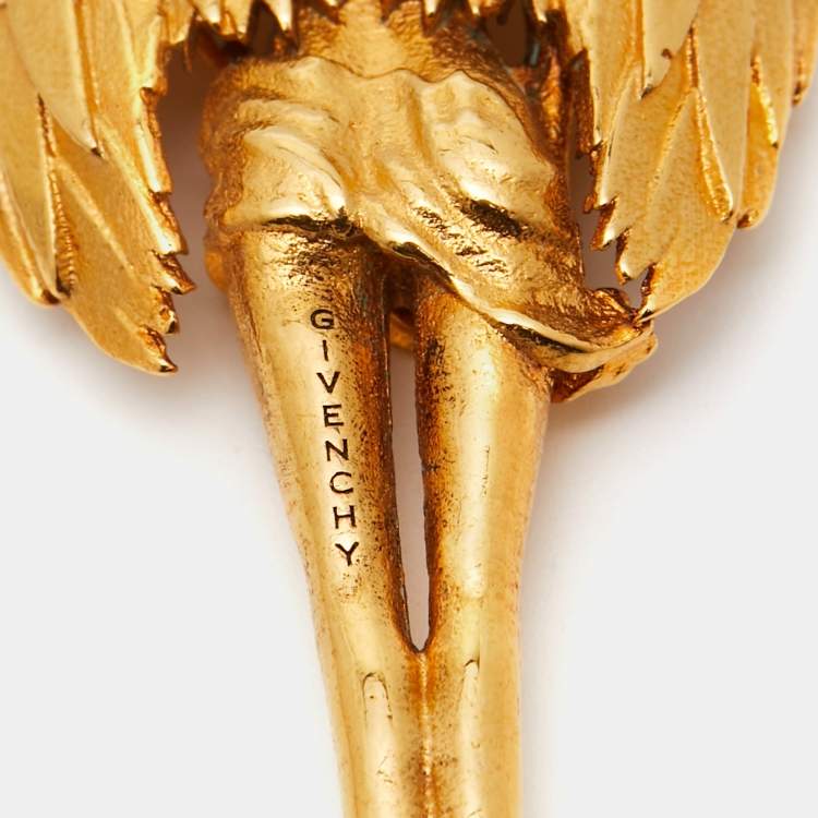 Pre Owned Givenchy Virgo Zodiac Gold Tone Drop Earrings