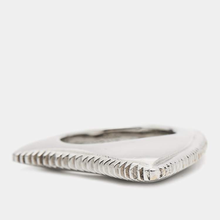 Pre Owned Givenchy Shark Tooth Silver Tone Ring Size 52
