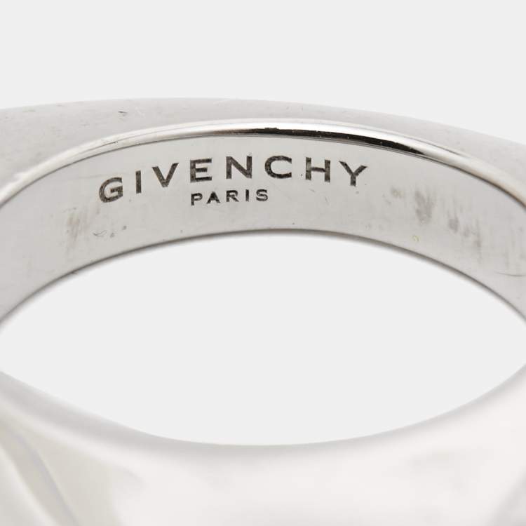 Pre Owned Givenchy Shark Tooth Silver Tone Ring Size 52