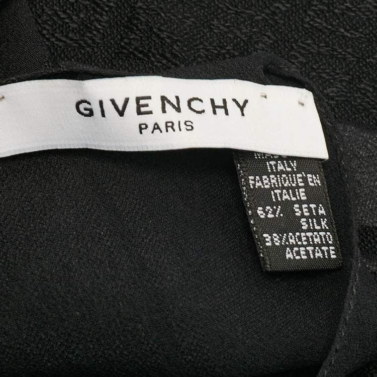 Pre Owned Givenchy Black Logo Patterned Silk Blend Scarf