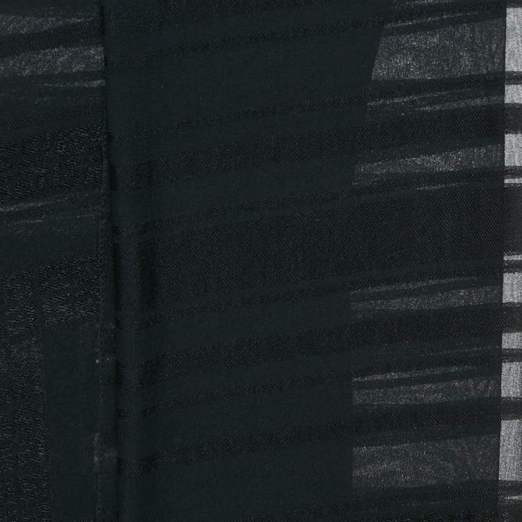 Pre Owned Givenchy Black Logo Patterned Silk Blend Scarf
