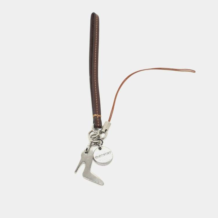 Pre Owned Givenchy Brown Leather Cell Phone Charm