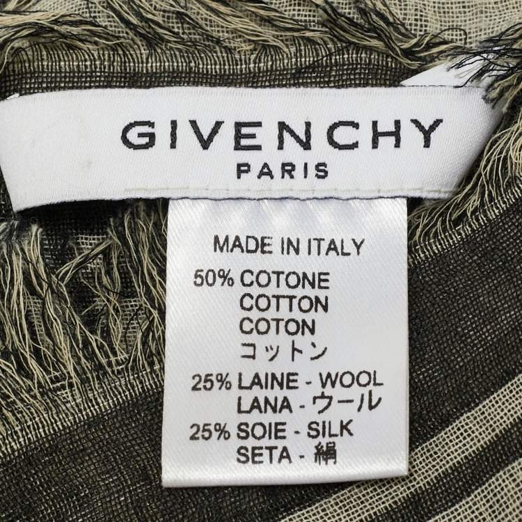Pre Owned Givenchy Monochrome Lettering Cotton Blend Scarf 
