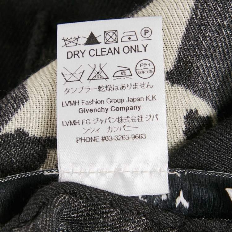 Pre Owned Givenchy Black Logo Print Wool Blend Scarf
