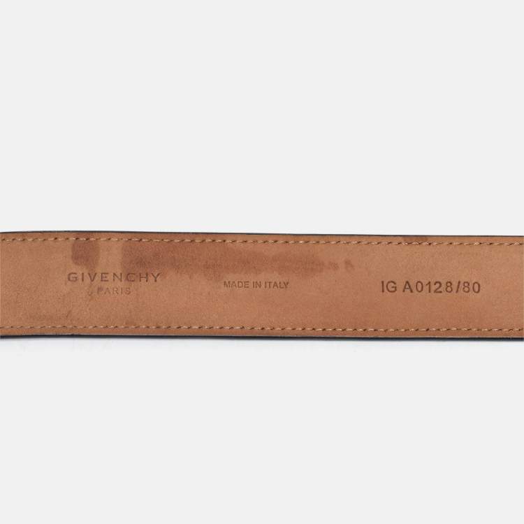 Pre Owned Givenchy Black Leather 2G Buckle Belt 80CM