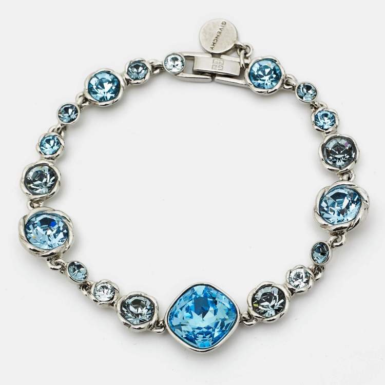 Pre Owned Givenchy Crystals Silver Tone Bracelet