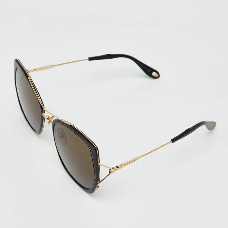 Pre Owned Givenchy Black/Gold Tone GV7031/S Cat Eye Sunglasses