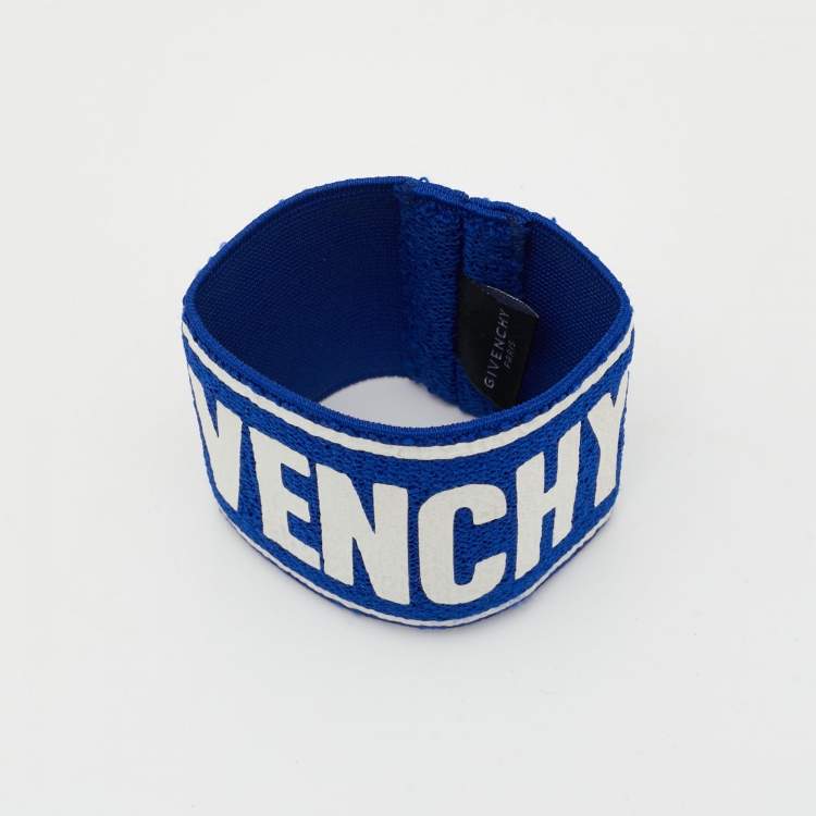 مملوكة مسبقًا Givenchy Blue Logo Stretch Terry Sport Wristband
