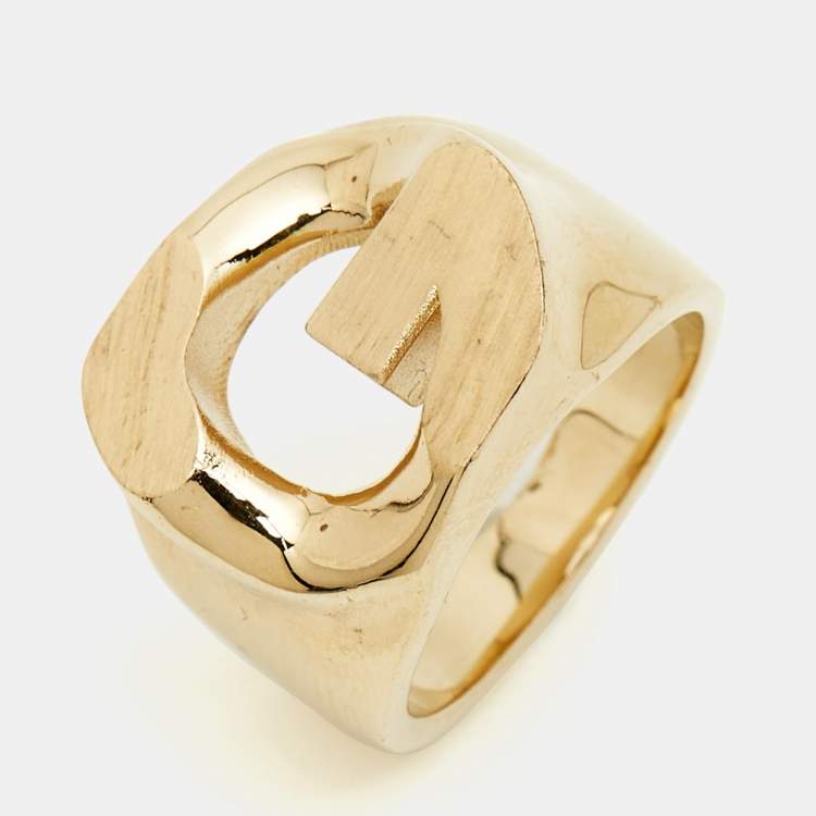 Pre Owned Givenchy Gold Tone Ring Size 52
