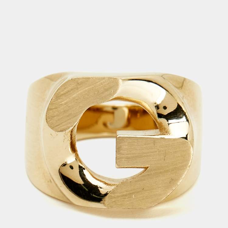 Pre Owned Givenchy Gold Tone Ring Size 52