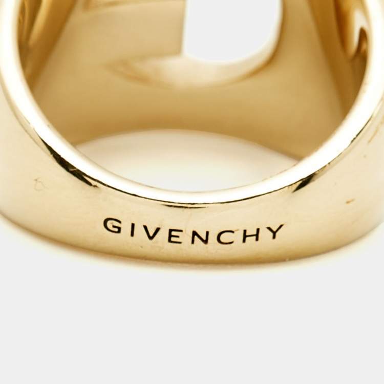Pre Owned Givenchy Gold Tone Ring Size 52