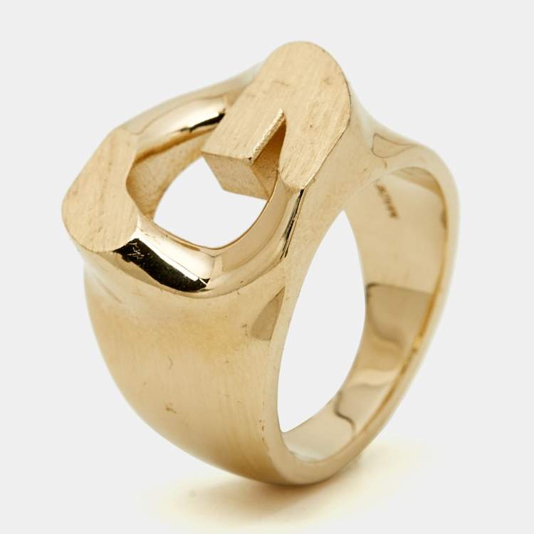 Pre Owned Givenchy Gold Tone Ring Size 52