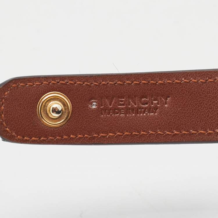 Pre Owned Givenchy Obsedia Pony Hair Gold Tone Leather Wrap Bracelet