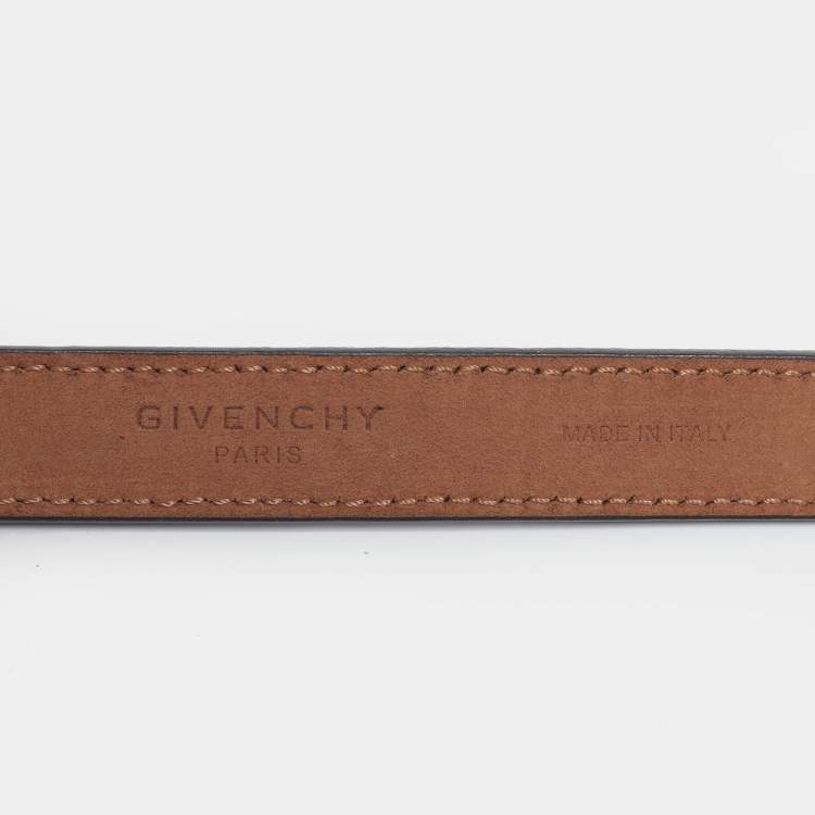 Pre Owned Givenchy Chain Detail Slim 75 CM Belt Black Leather