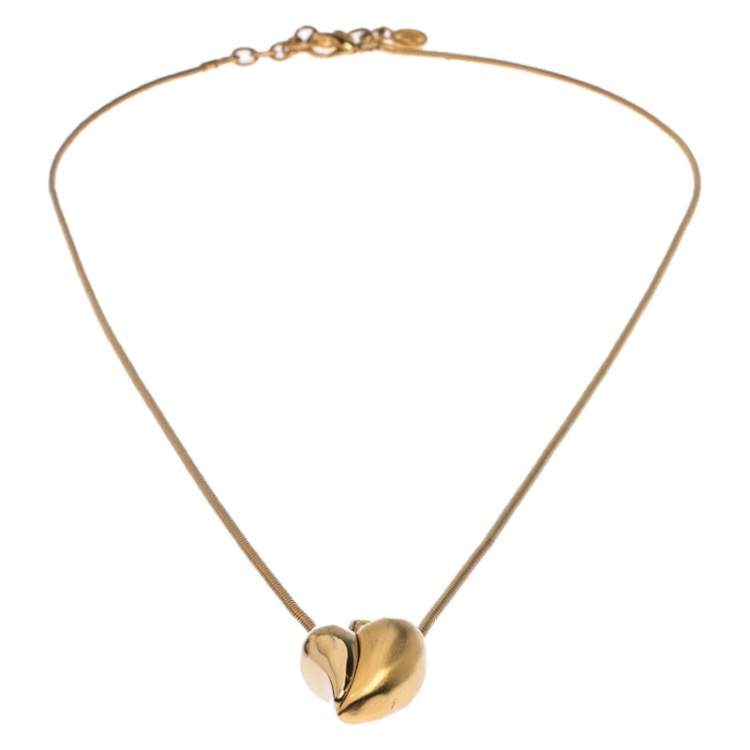 Pre Owned Givenchy Gold Tone Heart Pendant Necklace