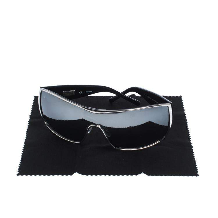 Pre Owned Givenchy Silver/Black Limited Edition SGV 419S Shield Sunglasses