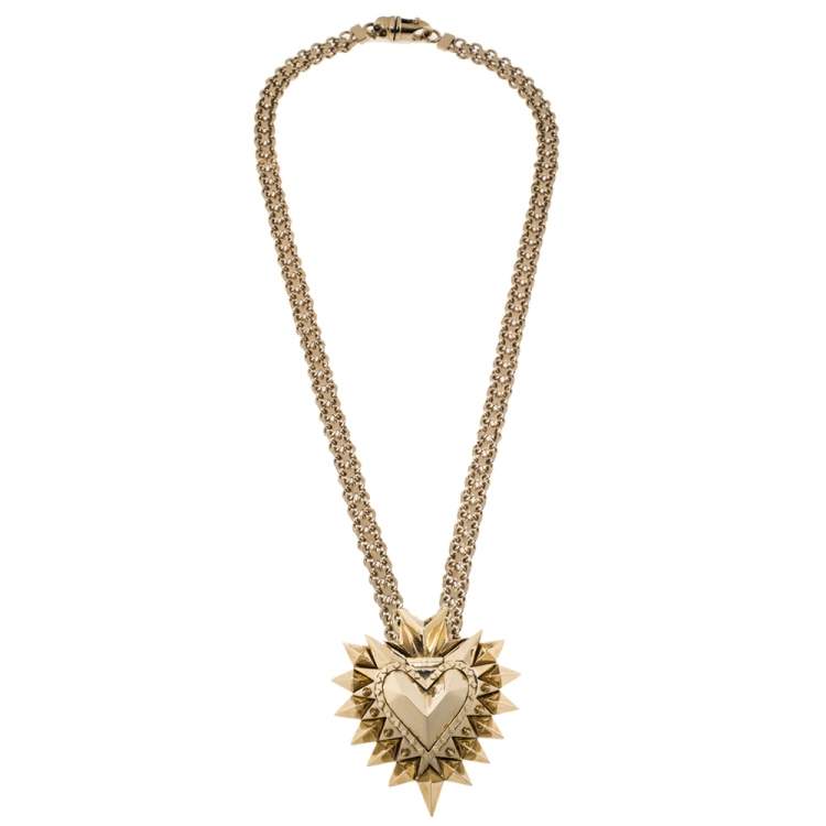 Pre Owned Givenchy Heart Motif Gold Tone Long Necklace