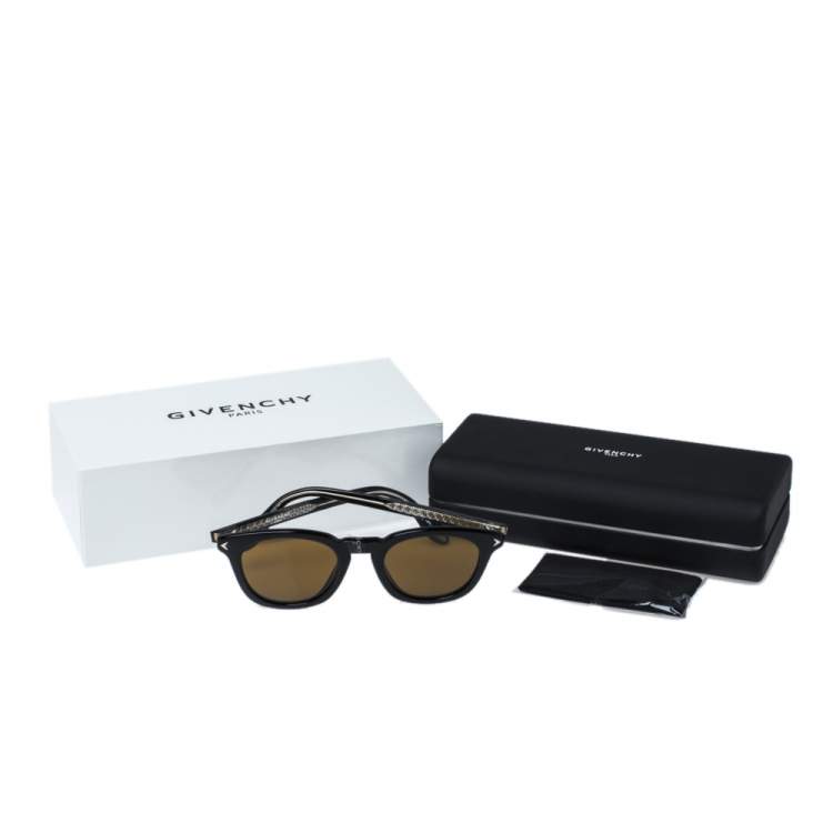 Pre Owned Givenchy Black/ Brown GV 7058/S Wayfarer Sunglasses
