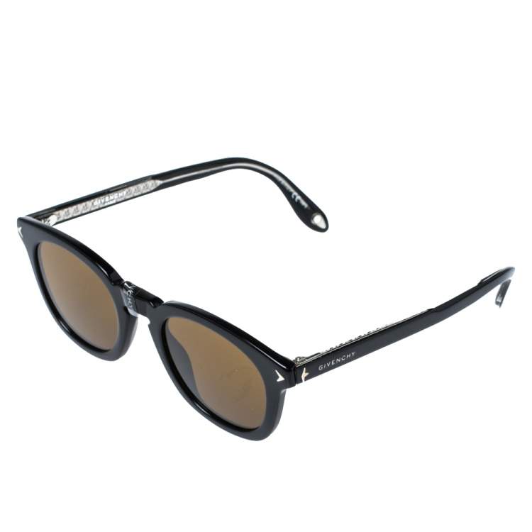 Pre Owned Givenchy Black/ Brown GV 7058/S Wayfarer Sunglasses