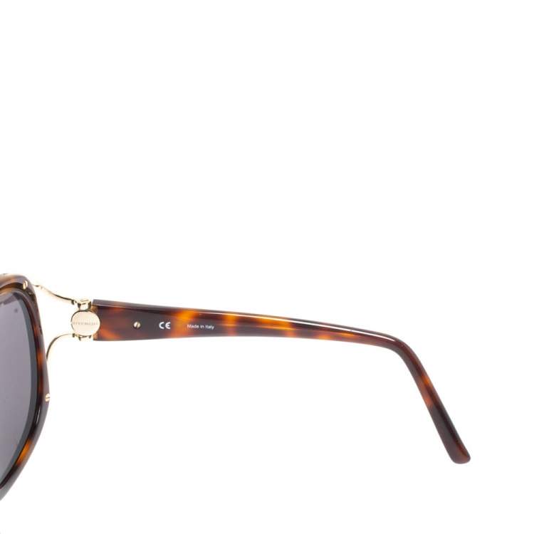 Pre Owned Givenchy Black & Havana/ Grey SGV762 Oversized Sunglasses