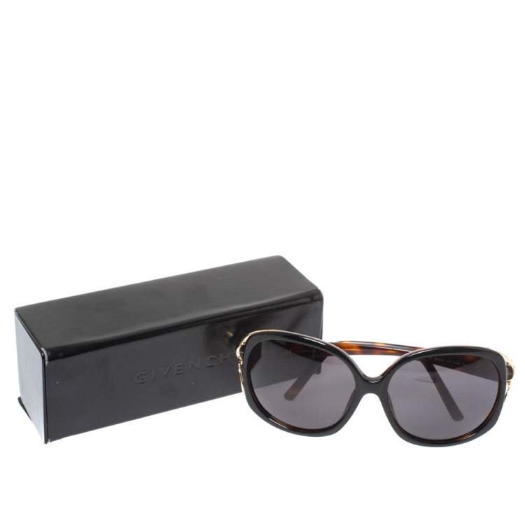 Pre Owned Givenchy Black & Havana/ Grey SGV762 Oversized Sunglasses
