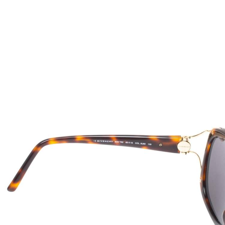 Pre Owned Givenchy Black & Havana/ Grey SGV762 Oversized Sunglasses