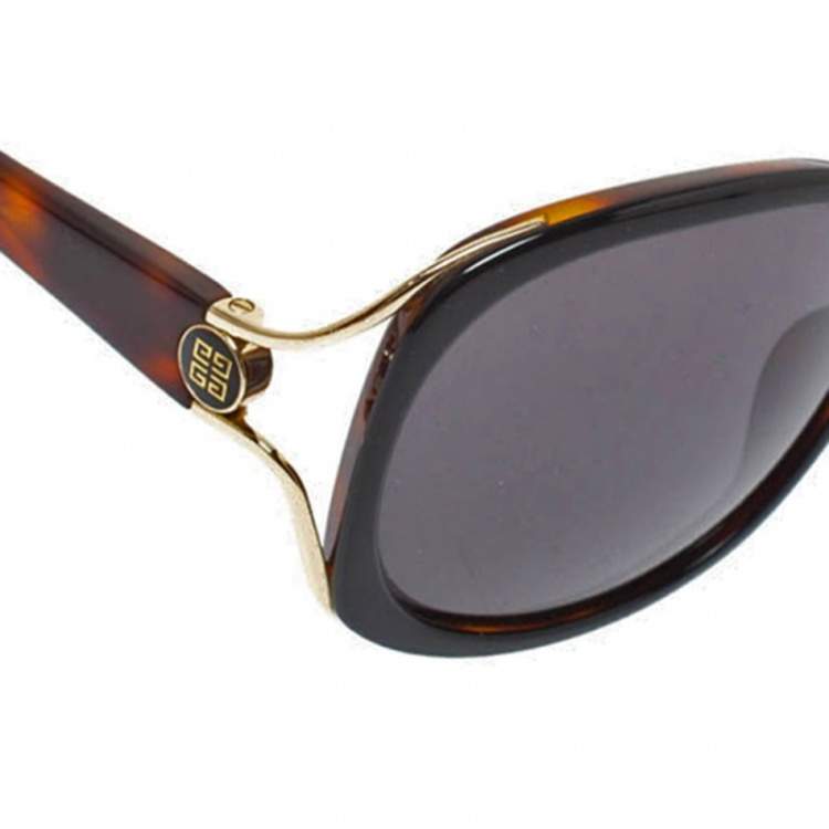 Pre Owned Givenchy Black & Havana/ Grey SGV762 Oversized Sunglasses