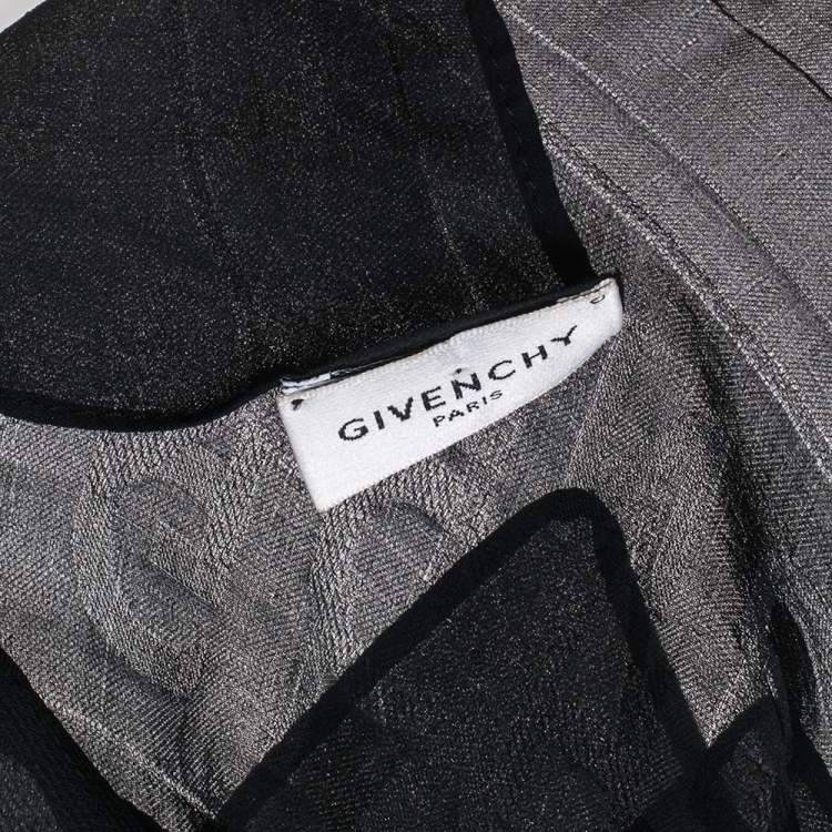 Pre Owned Givenchy Black Logo Print Silk Scarf