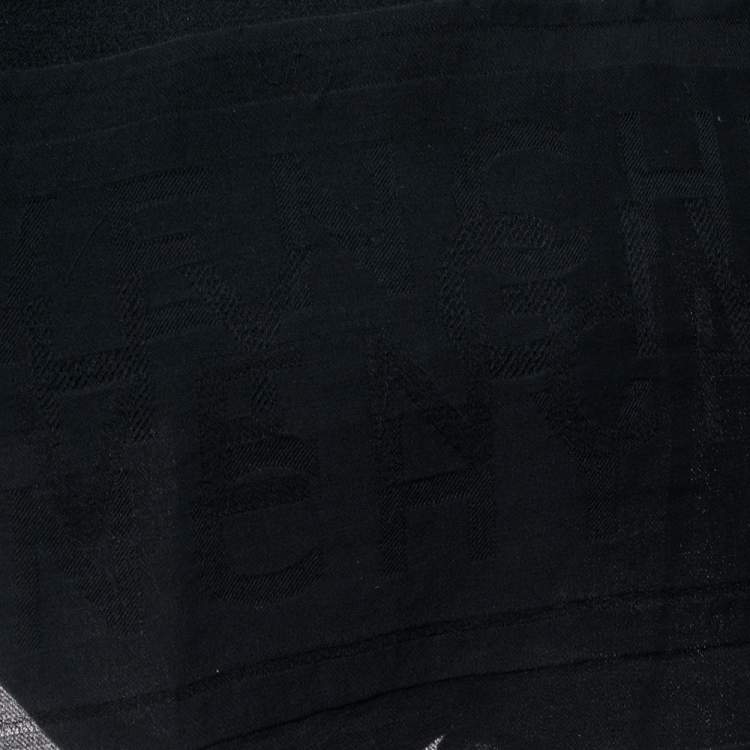 Pre Owned Givenchy Black Logo Print Silk Scarf
