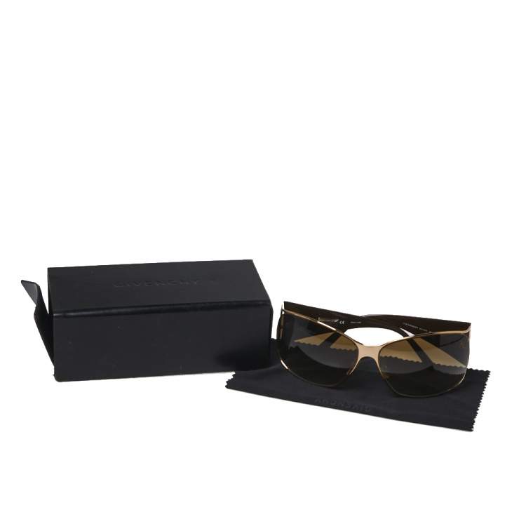 Pre Owned Givenchy Brown Floral Crystal Embellished/Brown Gradient SGV 364S Limited Edition Oversized Sunglasses