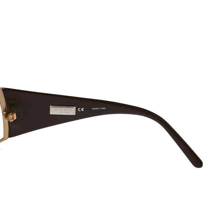 Pre Owned Givenchy Brown Floral Crystal Embellished/Brown Gradient SGV 364S Limited Edition Oversized Sunglasses