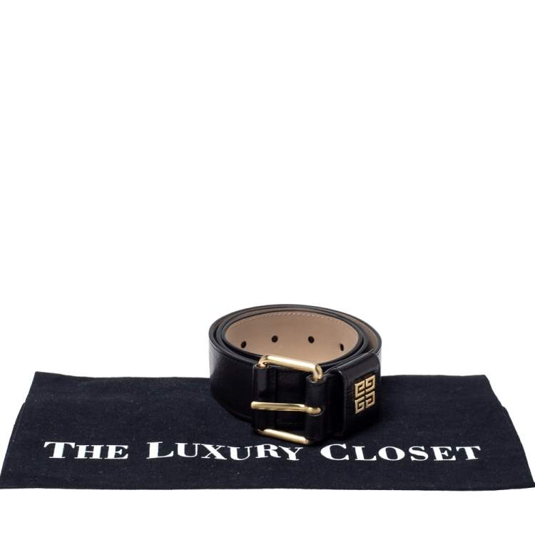 Pre Owned Givenchy Black Crinkled Leather Belt 80CM