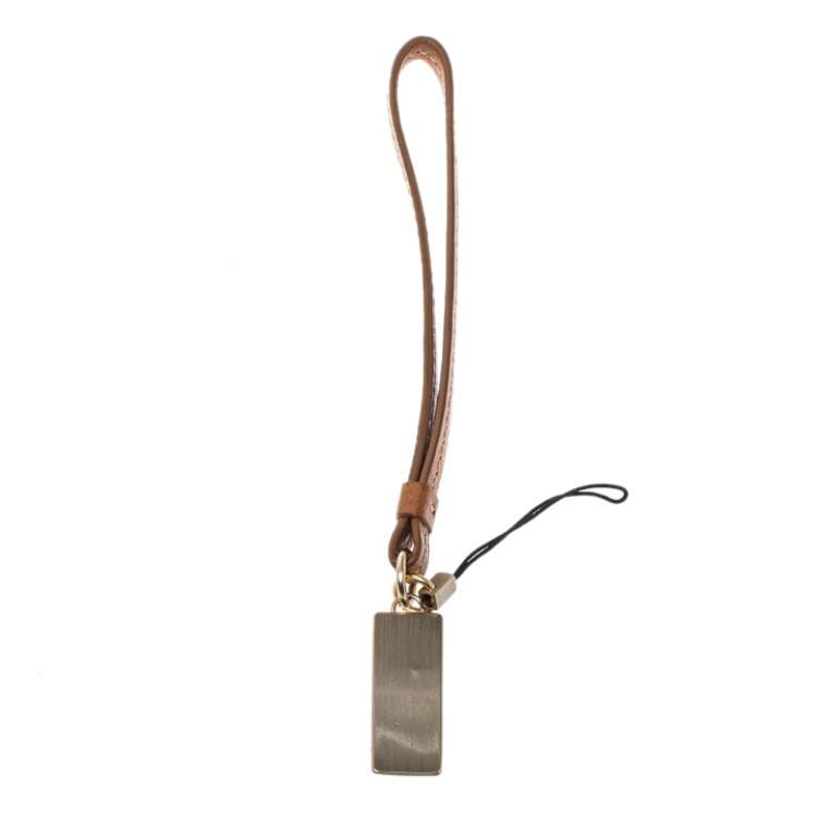 Pre Owned Givenchy Brown Leather Cell Phone Charm