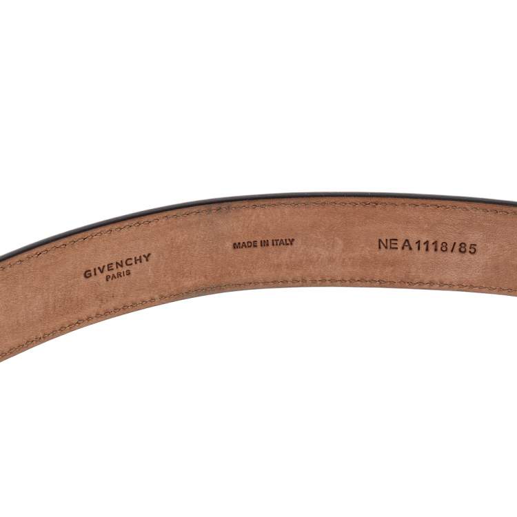 Pre Owned Givenchy Black Leather Double G Logo Buckle Belt 85 CM