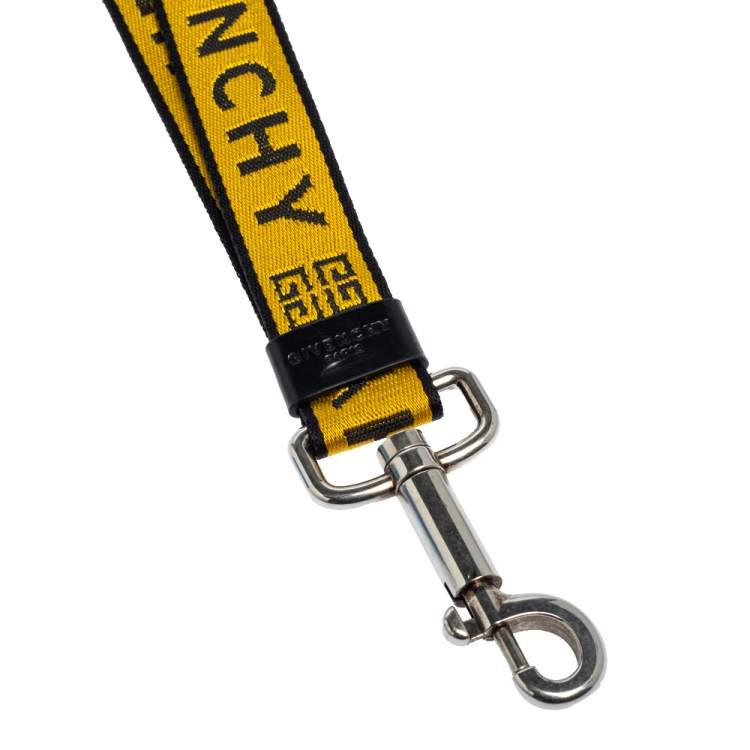 Pre Owned Givenchy Yellow Nylon Webbing Logo Keyring Strap