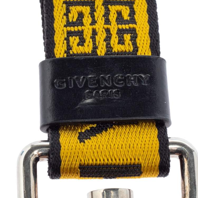 Pre Owned Givenchy Yellow Nylon Webbing Logo Keyring Strap