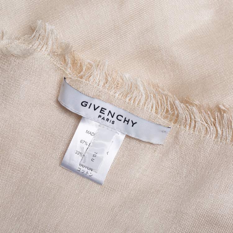 Pre Owned Givenchy Ivory Cotton Silk Star Logo Jacquard Scarf