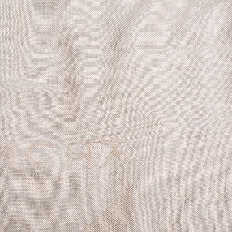 Pre Owned Givenchy Ivory Cotton Silk Star Logo Jacquard Scarf
