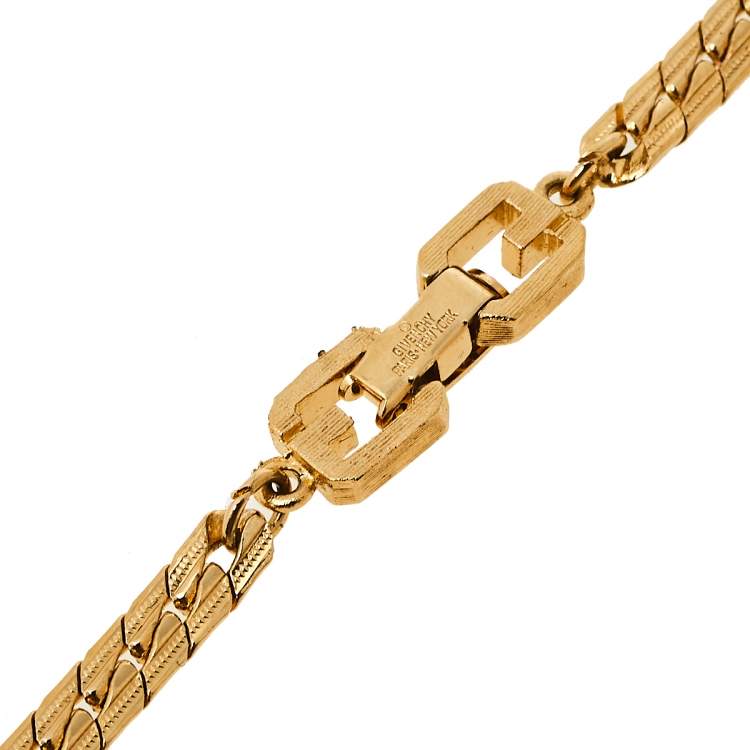 Pre Owned Givenchy Vintage Flat Gold Tone Flat Chain Necklace 