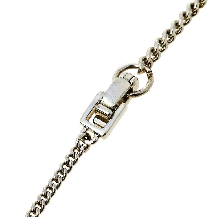 Pre Owned Givenchy Silver Tone Crystal Pendant Chain Necklace