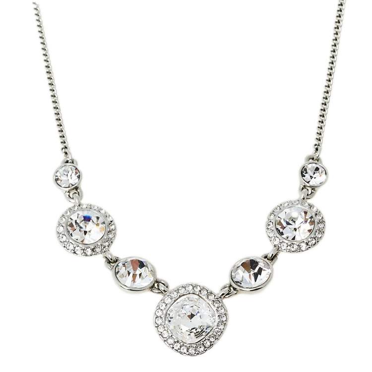 Pre Owned Givenchy Crystal Silver Tone Collar Necklace 