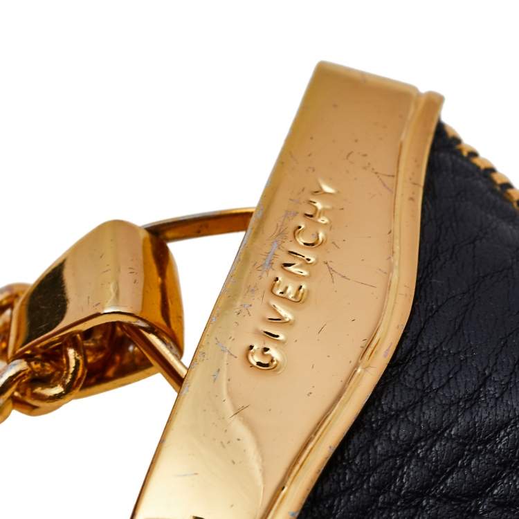 Pre Owned Givenchy Black Leather Shark Tooth Pendant Necklace