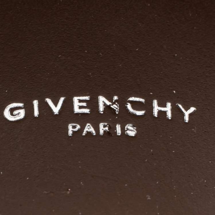 Pre Owned Givenchy Black Leather Logo Print Bracelet S