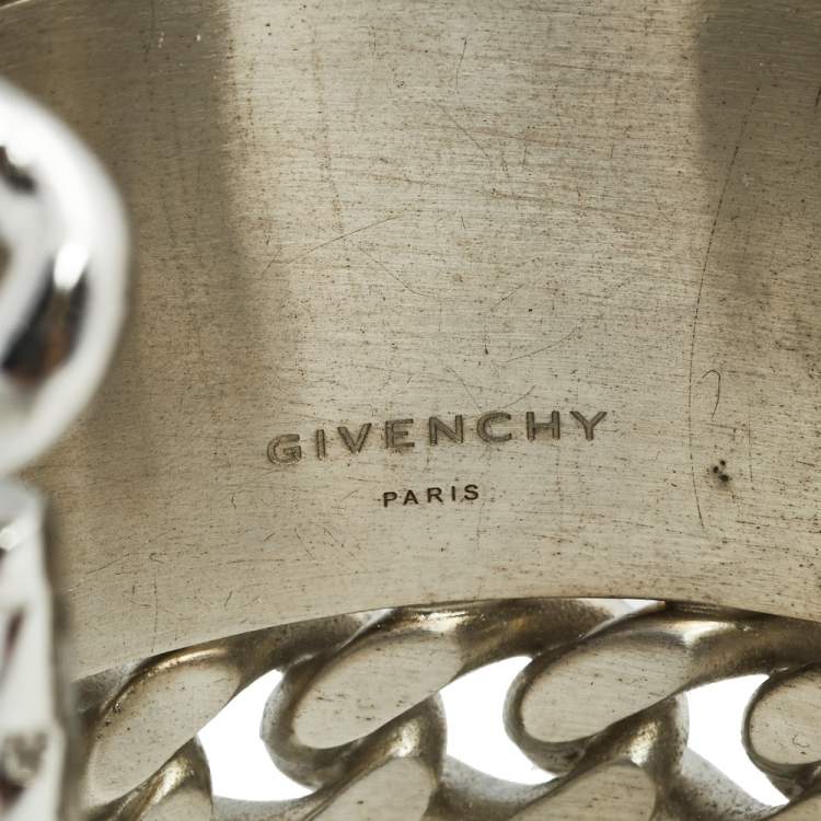 Pre Owned Givenchy Silver Tone Chain Link Cuff Bracelet 