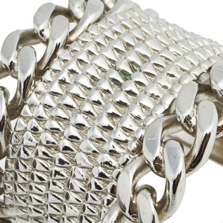 Pre Owned Givenchy Silver Tone Chain Link Cuff Bracelet 