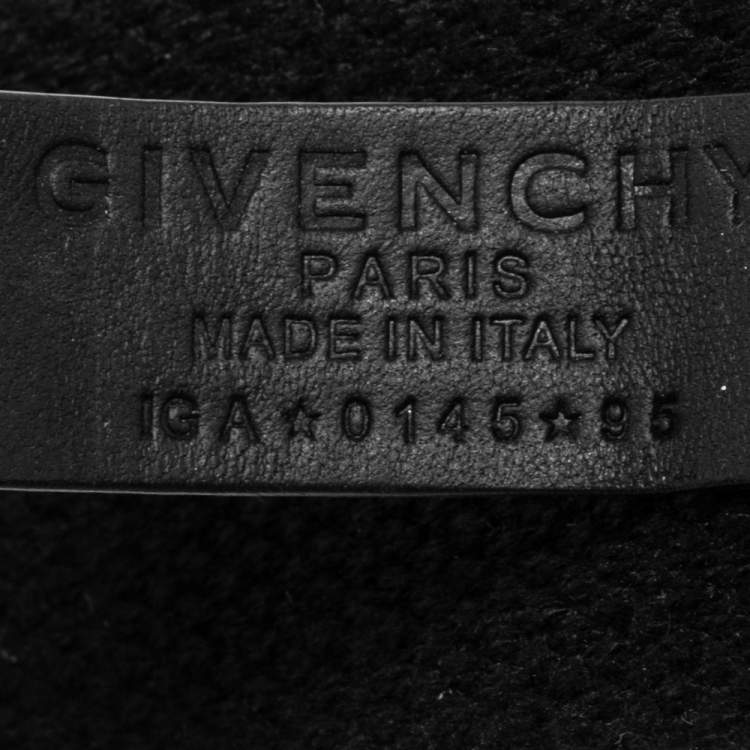 Pre Owned Givenchy Black Canvas Love Logo Buckle Belt 95CM