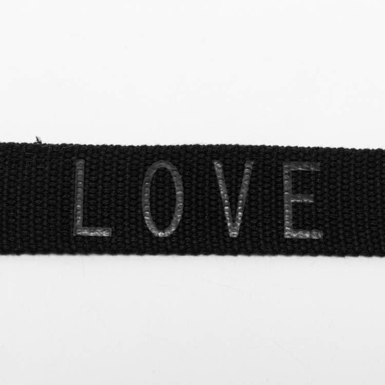 Pre Owned Givenchy Black Canvas Love Logo Buckle Belt 95CM